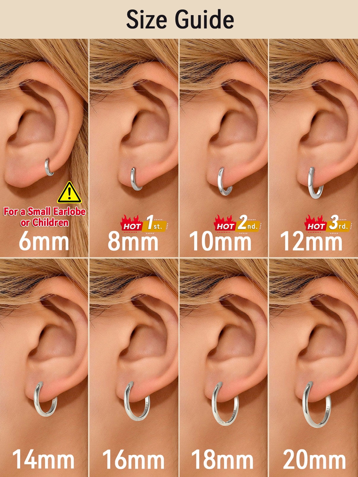 FaithHeart Sterling Silver Huggie Hoop Earrings for Women, Hypoallergenic Lightweight Small Cartilage Earrings Cuff Tragus Hoop Earrings for Mom Mothers Day Jewelry Gift 14mm