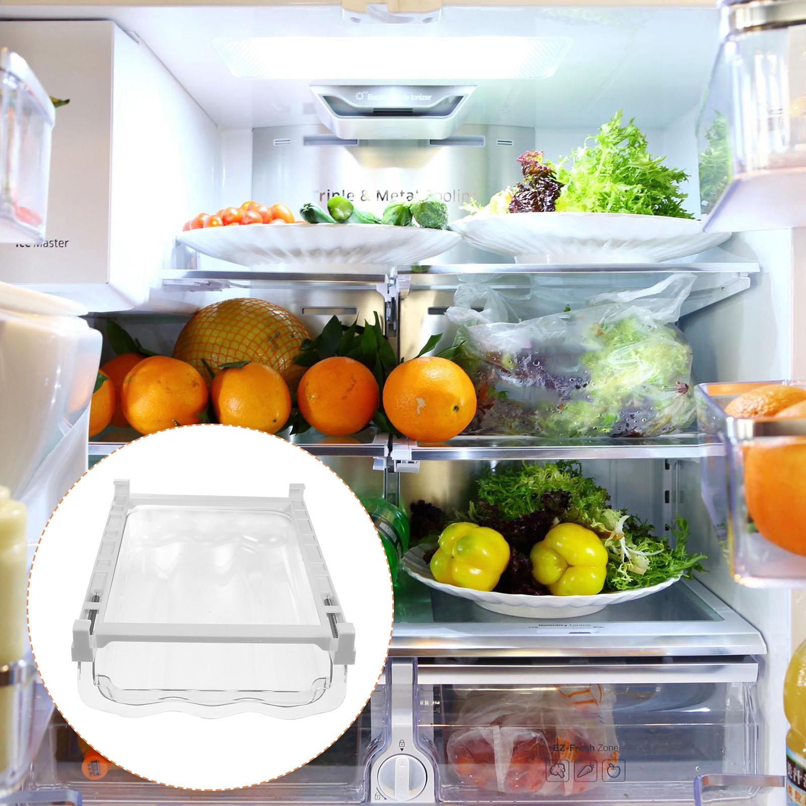 OUNONA  Transparent Crisper Refrigerator Egg Container Tray