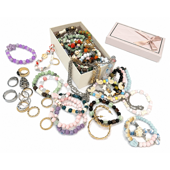 Mystery Jewelry Jar - Vintage Jewelry Set for Women, with Earrings, Bracelets, Rings