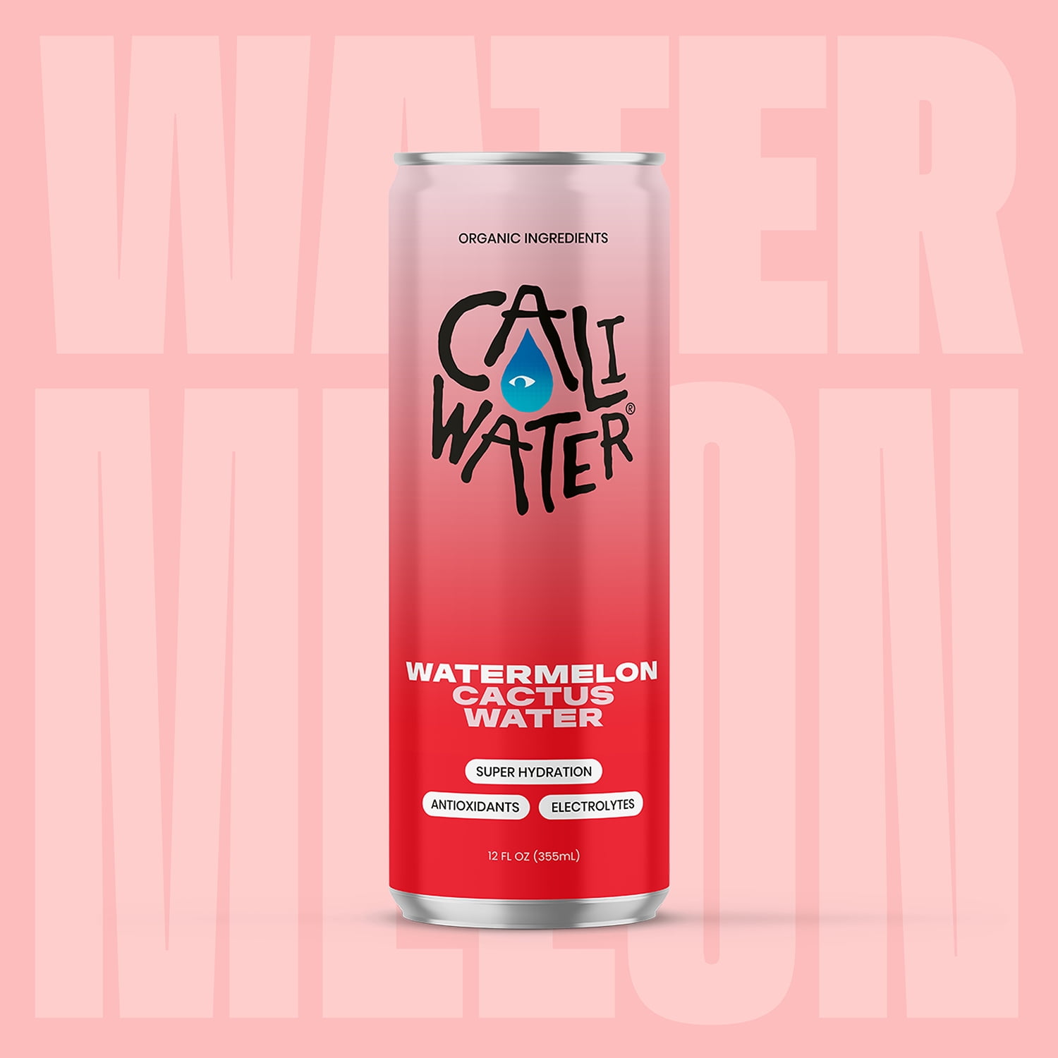 Caliwater Organic Cactus Water Watermelon, Coconut Water Alternative, Natural Plant Based Hydration, Skin Care, Electrolyte Drinks, Flavored Waters, 12-Pack 12oz/can 7g Sugar, 35 Calories