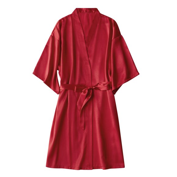 Baberdicy Robes for Women Bathrobe Wedding Party Soild Sleepwear Pajamas for Bride Women's Satin Nightgown Robe