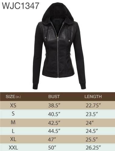 Made by Johnny Women's Faux Leather Zip Up Moto Biker Jacket with Hoodie S COFFEE_OATMEAL