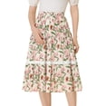 thumbnail image 1 of Falda Midi Allegra K De Verano Con Cintura Elástica Y Cordón Con Inserción De Encaje Floral Bohemio Blanco S, 1 of 4