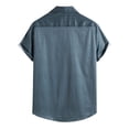 thumbnail image 4 of Blusa informal de manga corta con estampado de rayas playeras y botones para hombre Pompotops  oipoqjl47323, 4 of 7