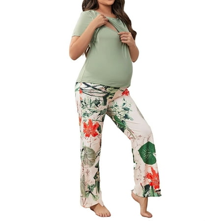 

Maternity Loungewear Round Neck Pants Lounge Sets Multicolor XL