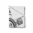 thumbnail image 2 of Auto Mechanic Soft Flannel Fleece Blanket, Emblem Like Illustration with Rubber Tire Tools and Repair Service Typography, Cozy Plush for Indoor and Outdoor Use, 60" x 80", Grey White, by Ambesonne, 2 of 6