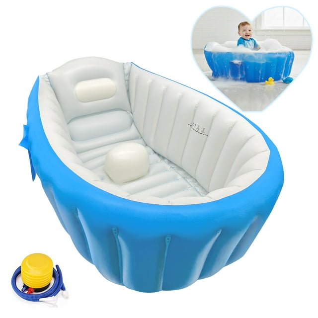 Bañera Inflable para Bebé EcoBaby Original Azul con Bomba de Inflado