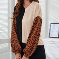 thumbnail image 4 of Moda mujer Casual manga larga estampado leopardo Patchwork señoras Tops sudaderas Fridja FKASFK3789, 4 of 6
