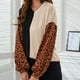 thumbnail image 4 of Moda mujer Casual manga larga estampado leopardo Patchwork señoras Tops sudaderas Fridja FKASFK3793, 4 of 6