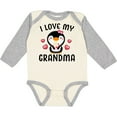 thumbnail image 3 of Inktastic I Love My Grandma with Cute Penguin and Hearts Girls Long Sleeve Baby Bodysuit, 3 of 5