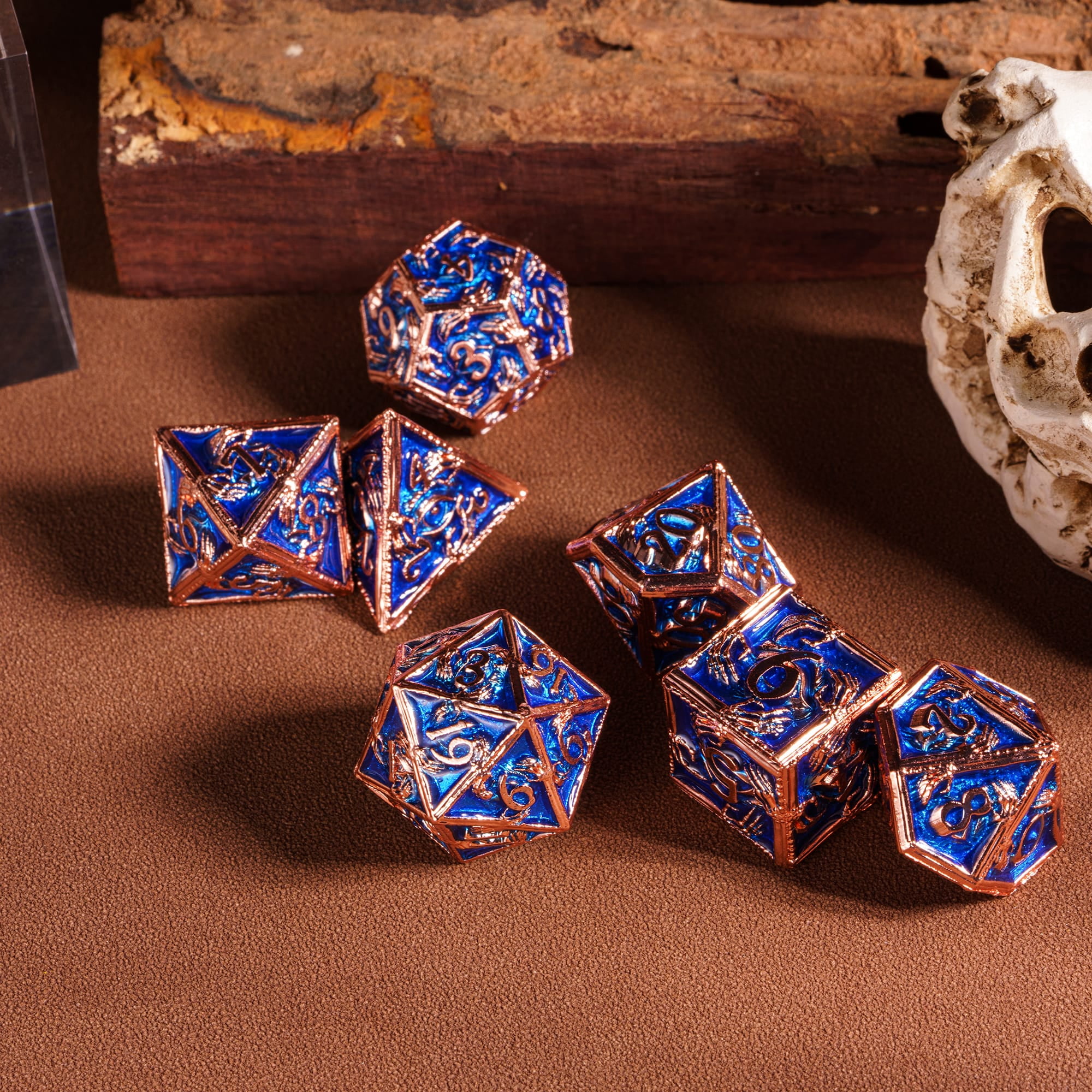Cusdie 7-Die Metal DND Dice Set, Ghost Claw Design Metal Polyhedral D&D Dice Set for DND Dungeons and Dragons TTRPG Role Playing Games