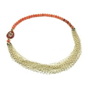 Mogul Women's Fashion Necklace Vintage Design Orange Pearl Stones Chunky Statement Necklace Jewelry