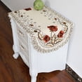 thumbnail image 4 of PENGXIANG Vintage Embroidered Rose Cutwork Tablecloths Oval Table Cover Table Cloth Wedding Party Decor Satin Fabric Tablecloth, 4 of 6