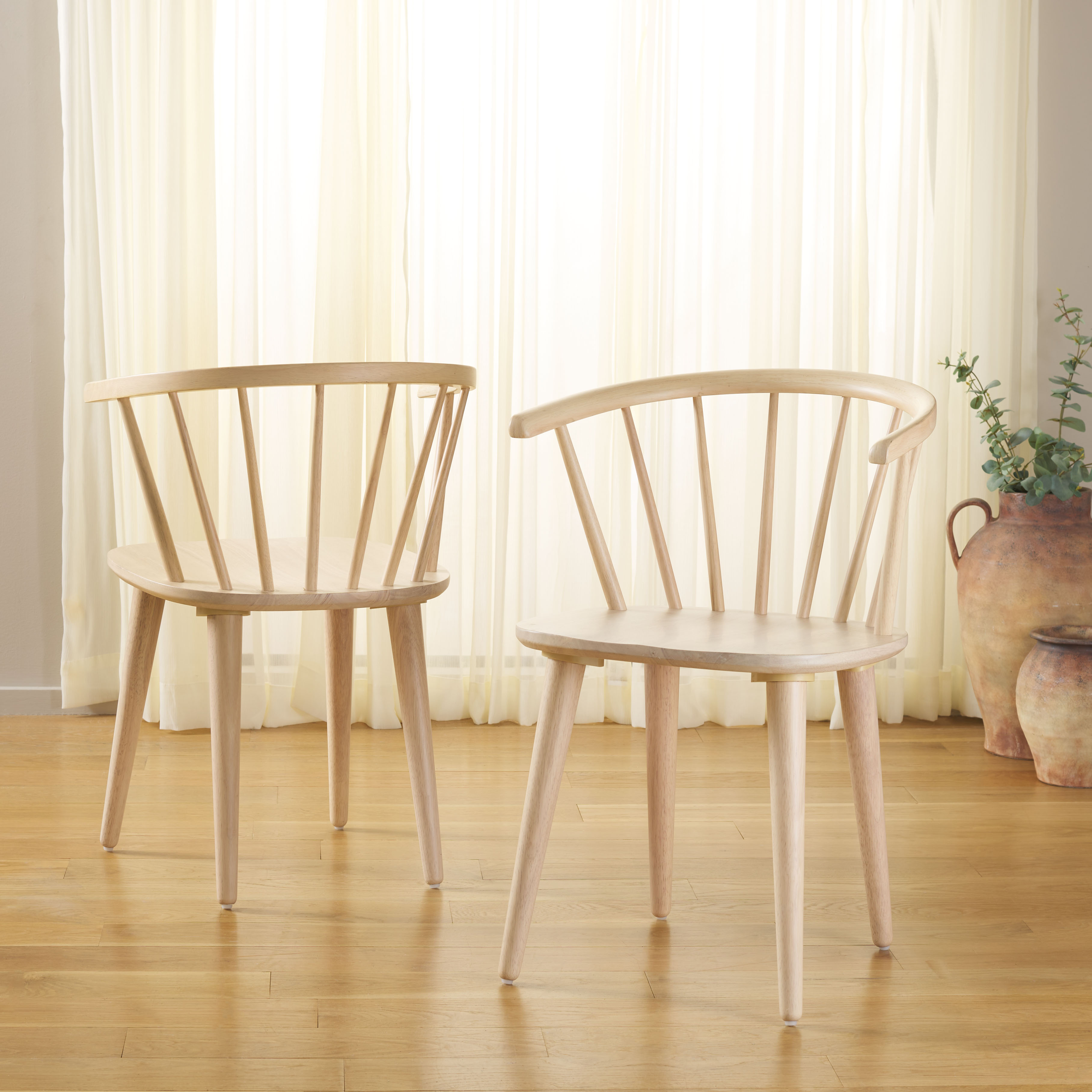 Safavieh Blanchard Scandinavian Wood Dining Side Chairs, White Wash (Set of 2)
