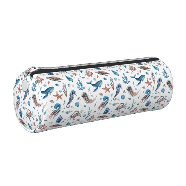Disketp Undersea Animals Estuche Organizador de Lápices de Cuero, Estuche de Oficina con Cremallera para Bolígrafo y Lápiz