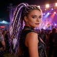 thumbnail image 6 of Elastic Dirty Braid Ponytail, Boho Dreadlock Hair Extension, Lightweight Hand-Braided Braids, Elastic Hair Tie Easy to Use for Festival Daily, 6 of 6