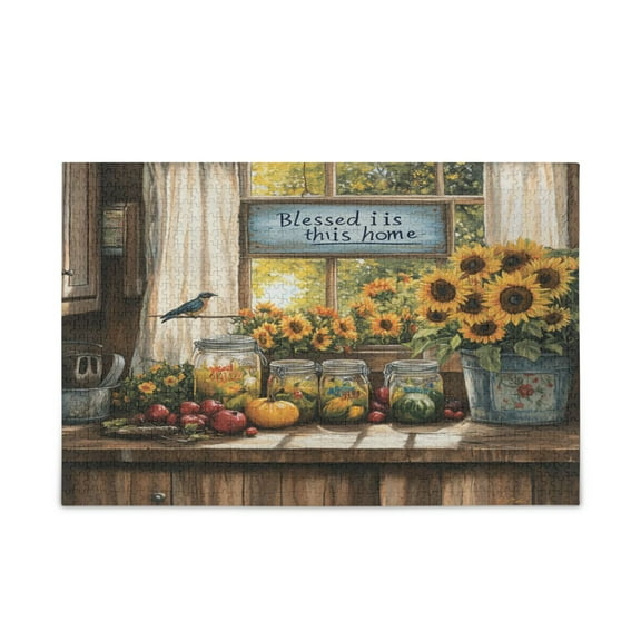 WOBOGO Beautiful Country Kitchen Puzzle Challenge 500 Piece Jigsaw Suitable for Game Night Finished Size 20.5 x 14.9in