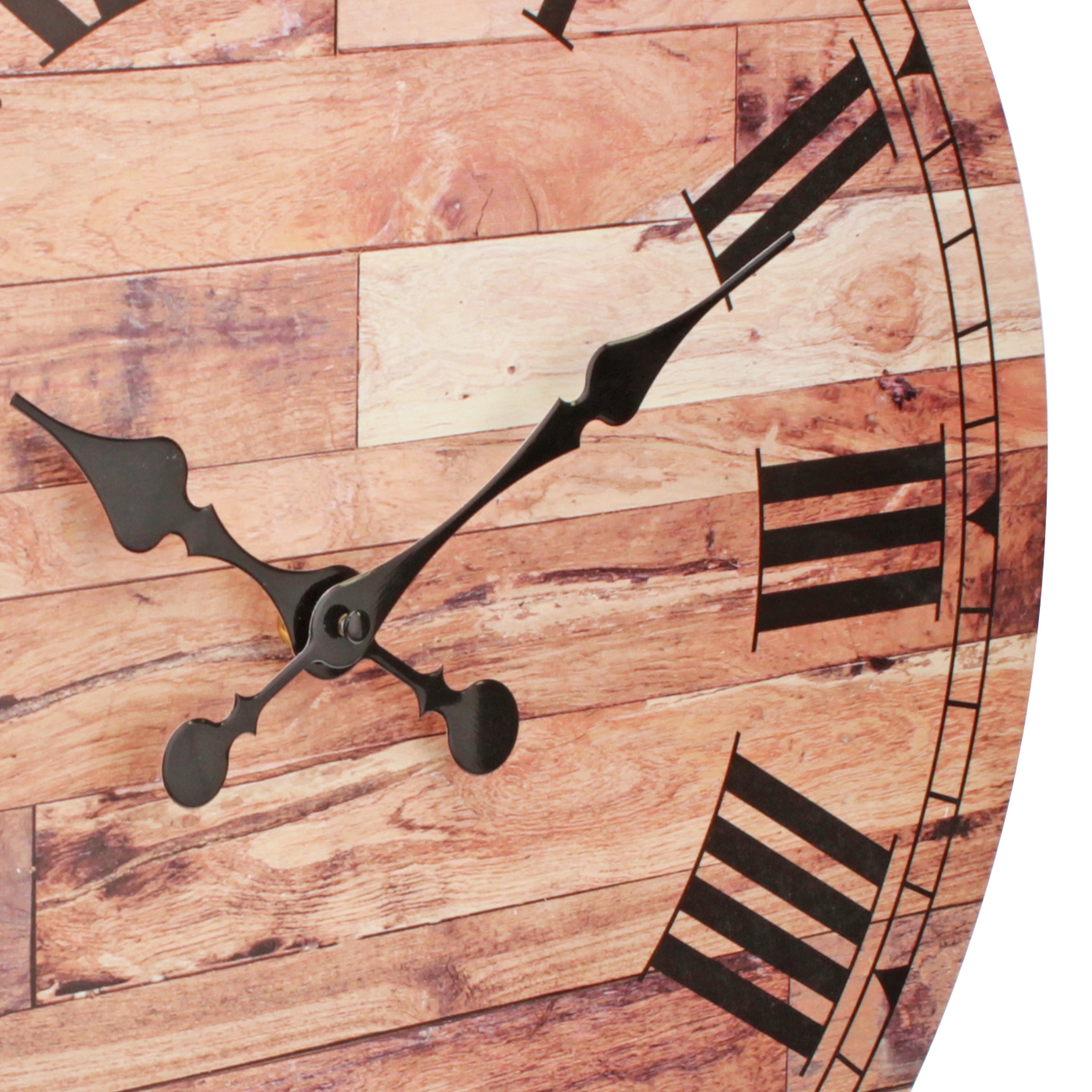 Stonebriar 18" Brown Analog Round Vintage Battery Operated Wall Clock