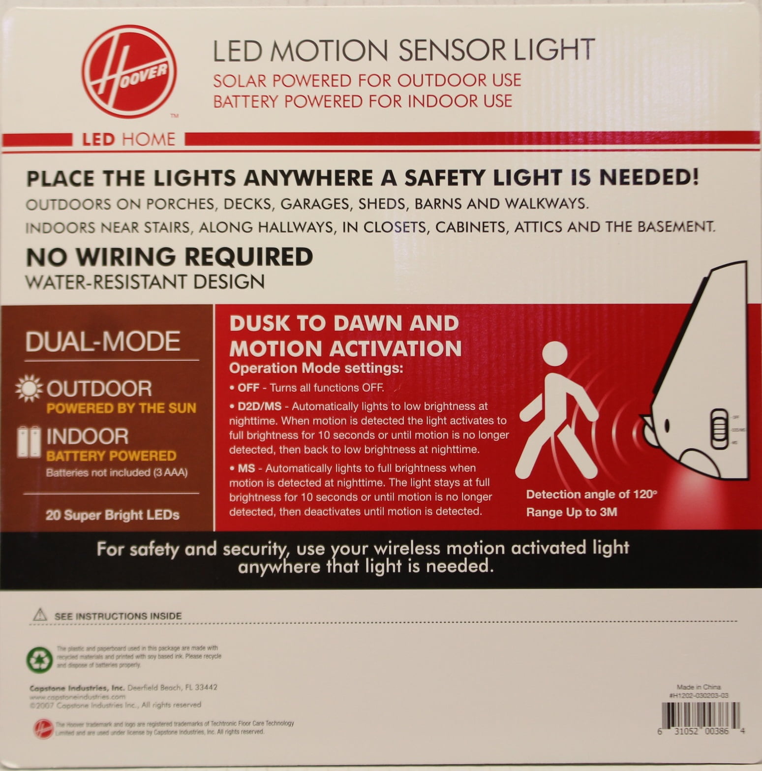 Hoover LED Dual Mode Security Light with Solar and Battery Power 3 pack