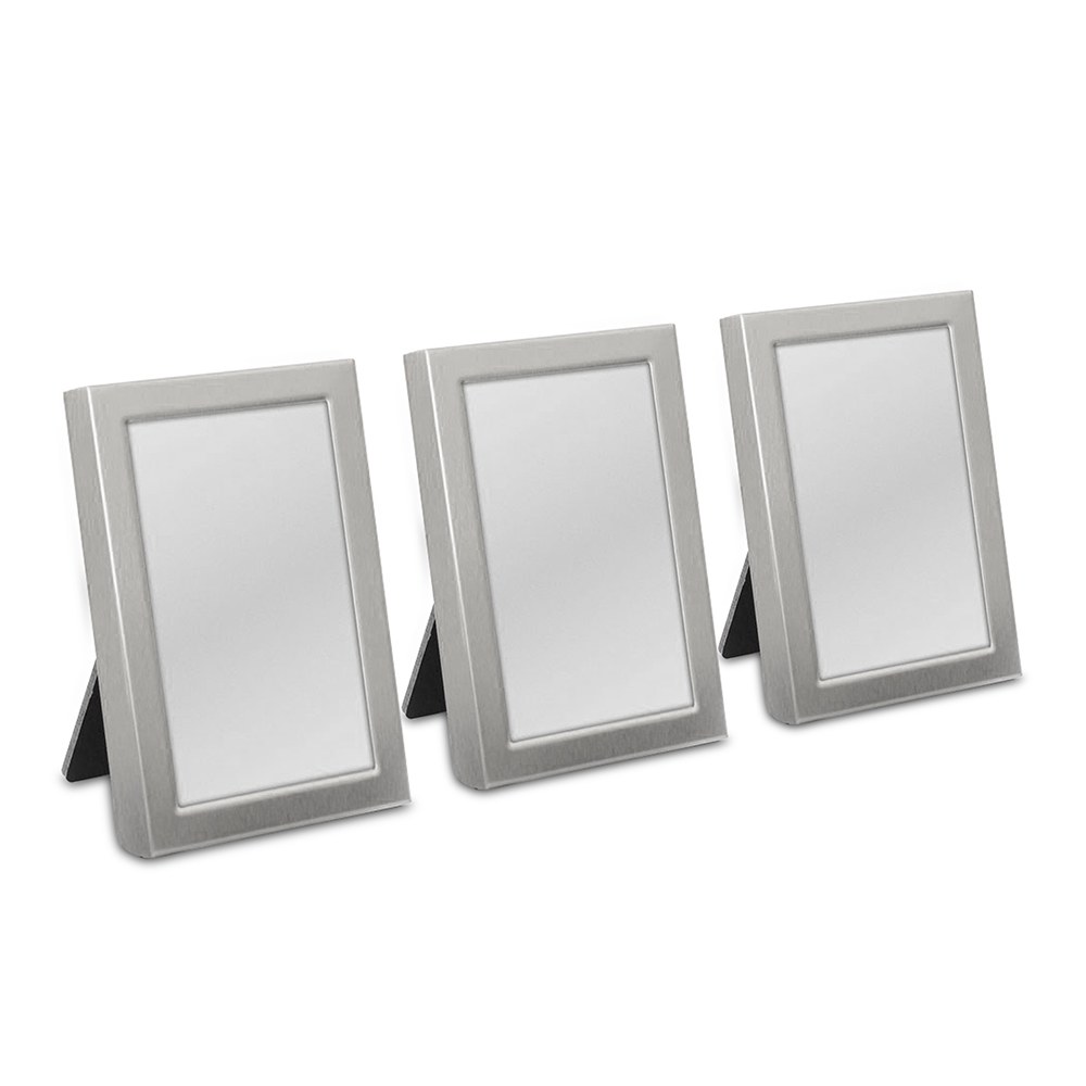 Weddingstar Easel Back Mini Photo Frames Brushed Silver Set of 3