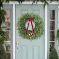 thumbnail image 6 of FlareFable Norfolk Christmas Wreath for Front Door, 24 inch Glowing Artificial Holiday Wreath with Bow & Bells, Front Door Christmas Decorations Indoor Outdoor, 6 of 10