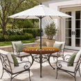 thumbnail image 2 of Round Outdoor Tablecloth with Umbrella Hole and Zipper, Brown Ombre Wooden Plank Tablecloth with Elastic Waterproof, Farmhouse Vintage Stripes Patio Table Covers for 55" - 60" Picnic Pool Tables, 2 of 9