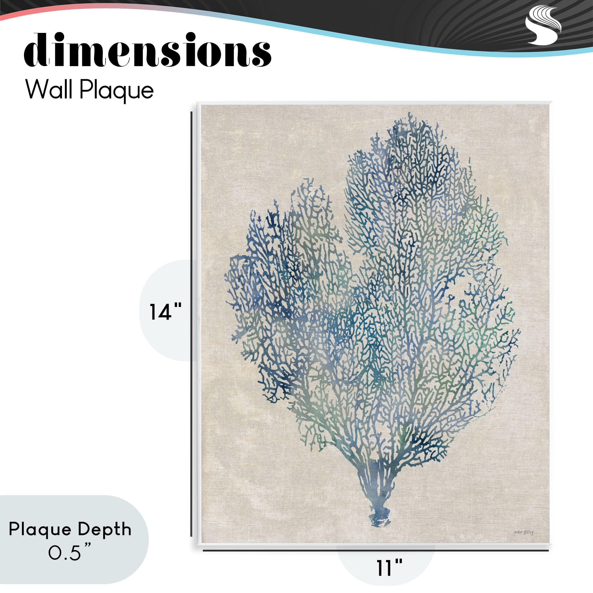 Stupell Industries Fan Coral in Blue & Green Wall Plaque Art, design by Amber Sterling