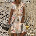 thumbnail image 1 of FcBaudy Robe à Manches Courtes Col en V, Robes d'Été pour Femmes, Robes Décontractées d'Été Imprimées à Manches Courtes Robe de Plage Robe d'Été pour Femmes, 1 of 5