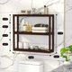 thumbnail image 4 of Estantería de baño Domax Bamboo de 3 niveles, soporte de pared, color marrón, 4 of 6
