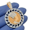 thumbnail image 2 of 28 + Grams Real Silver Egyptian Queen Nefertiti Pharaoh Greek Charm Pendent 2'', 2 of 7