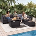 thumbnail image 6 of LazySunsets 8-Piece Outdoor Patio Furniture Set with Fire Pit Table, Wicker Rattan Sectional Sofa Conversation Sets, Dark Gray, 6 of 8