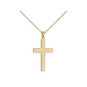 14k Gold-filled Plain Cross Polished Finish, Necklace - Made in the USA, 14