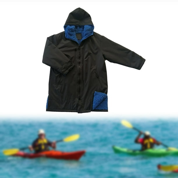 Parka Poncho Chaqueta Abrigo Abrigo de manga larga Traje Outwear Anorak Cape Warm Wearable Secado rapido Kids Changing Robe para la playa Azul negro