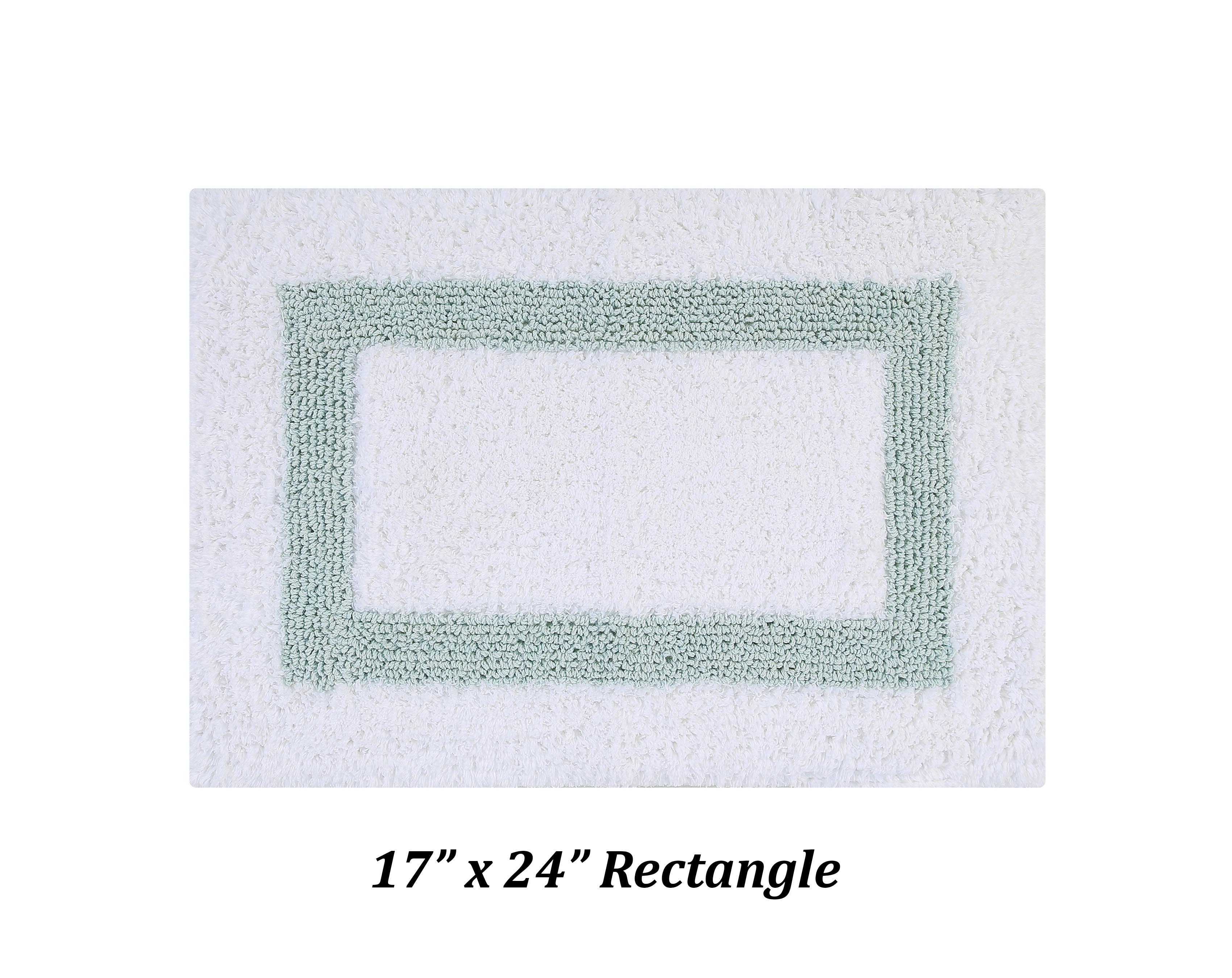 Better Trends 5 Piece Bathroom Rugs Set 100% Cotton Bath Rug Soft, Water Absorbent, Reversible, Machine Washable for Bathroom Decor Toilet Base Contour, Runner Mat Hotel Collection - White/Blue