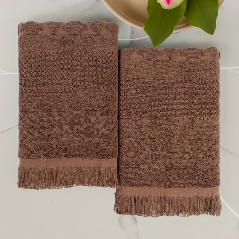 Superior Rolla Geometric Cotton 2 Piece Bath Sheet Set, Quick-Dry Ultra Soft Towels, Chocolate