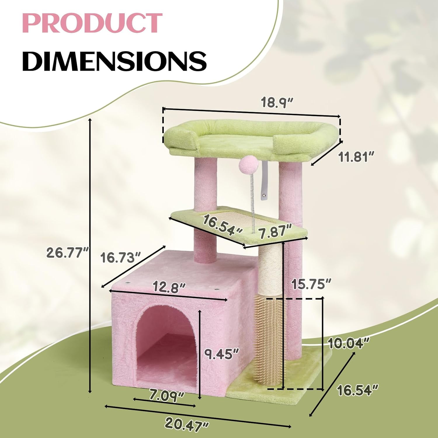 VINGLI Cat Tree, 27 inch Small Cat Tower with Scratching Post and Pad, Cat Condo for Indoor Kittens Padded Top Bed, Cats Indoor Activity Center