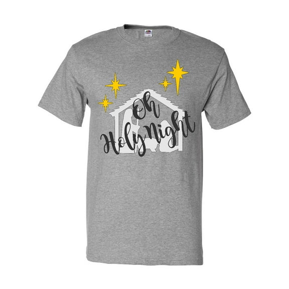 Inktastic Oh Holy Night Christmas Nativity with Yellow Stars T-Shirt