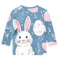 thumbnail image 4 of Amidoa Girls Easter T Shirts- 3/4 Sleeve Cute Rabbit Crewneck Kids Graphic Tops Navy Size 9-10 Years, 4 of 5
