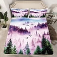 thumbnail image 2 of Homewish Wetsern Farmhouse Adult Queen Sheet Sets, Pink Jungle Tree Flat Sheet, Rustic Nature Scenery Queen Fitted Sheet, Breathable Home Decor, 4-Piece, 2 of 7