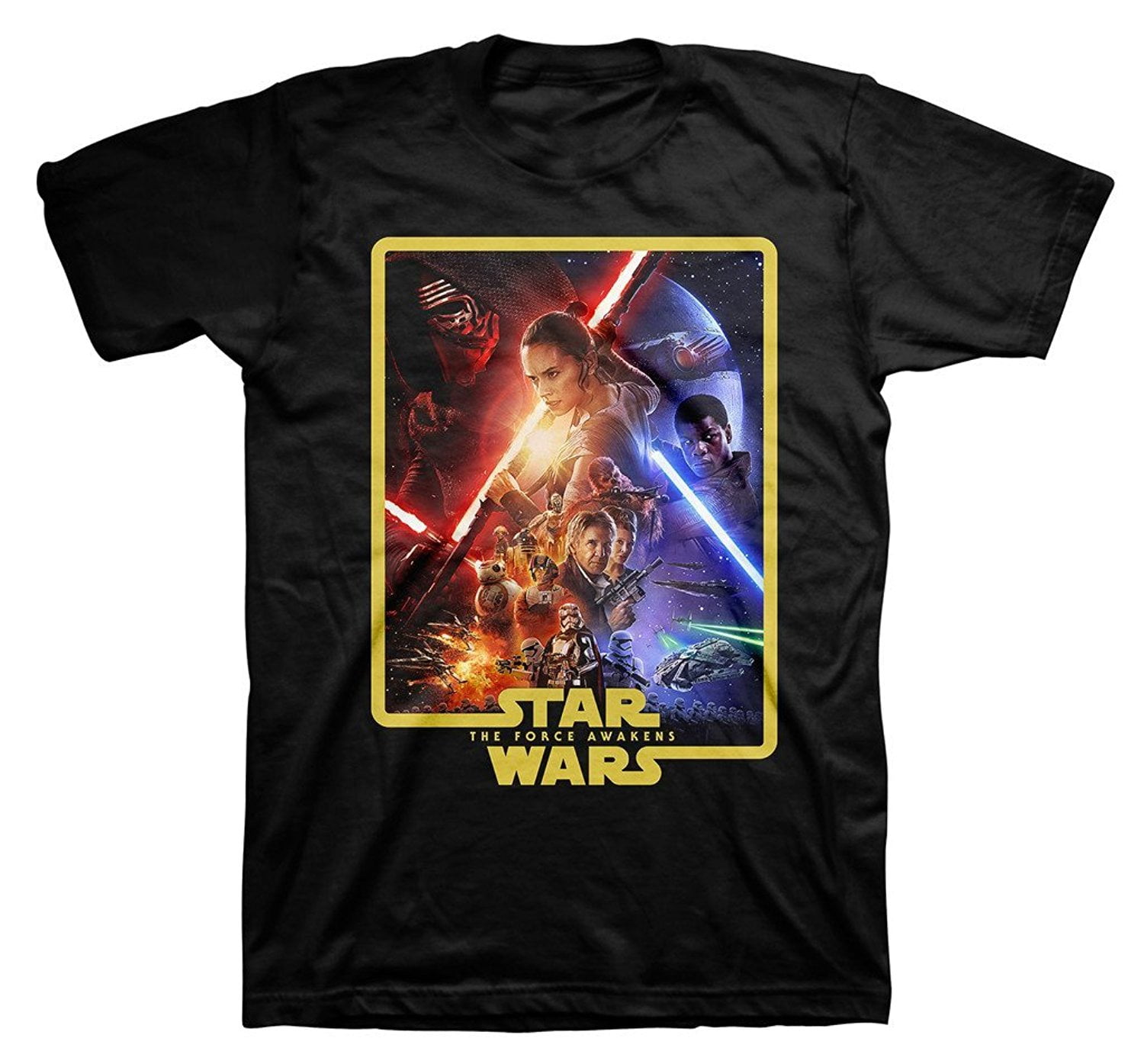 Star Wars The Force Awakens Poster Adult Black T-Shirt - Walmart.com