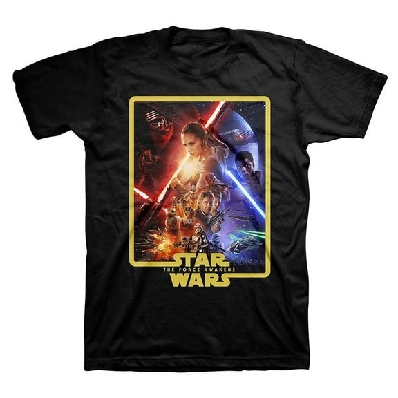 Star Wars Mens T-Shirt - The Force Awakens Poster Image (Large)
