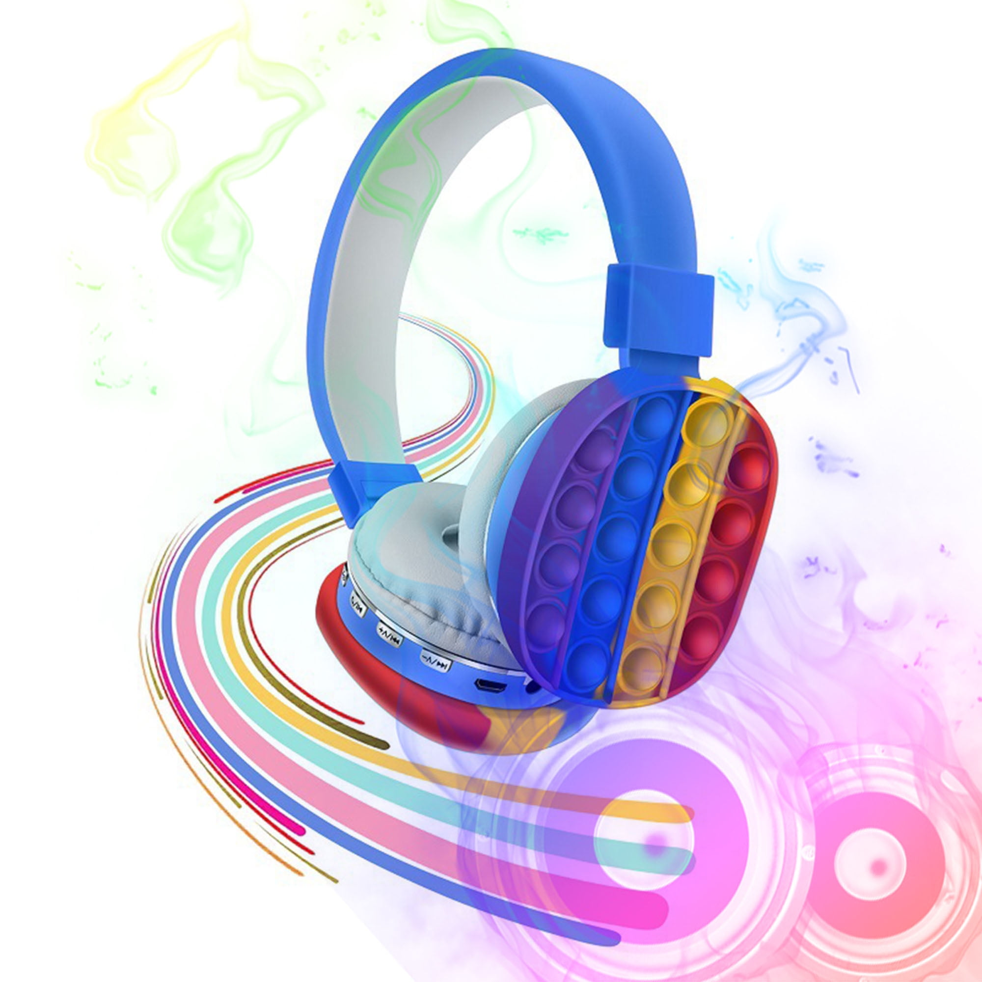 Fitget Earphones Children's Toy Earphones, Ireless Bluetooth Earphones Toys  Rainbow Color Children's Adult Earphones