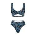 thumbnail image 5 of Honeii Blue Leaves A Print Women’s Bikini Set,Two Piece Swimsuit Bathing Suits,Stylish High Elasticity Swimwear for Beach and Pool, 5 of 7