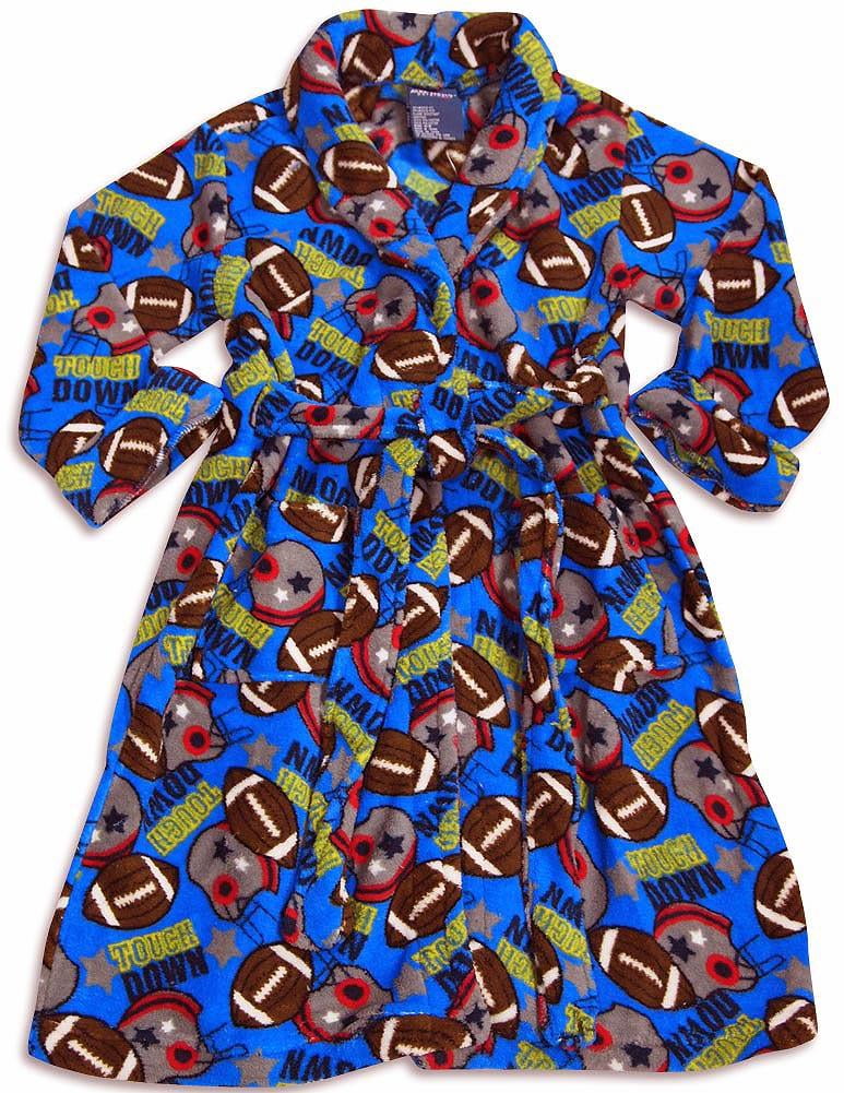 MacHenry Originals Little Boys Microfiber Football Print Robe BLUE