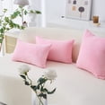 thumbnail image 2 of Pink Euro Sham Covers for Couch Super Soft Striped Velvet Pillow Covers 24x24 Decorative Pillow Cases for Party, Set of 2, 60cm, Pink, 2 of 13