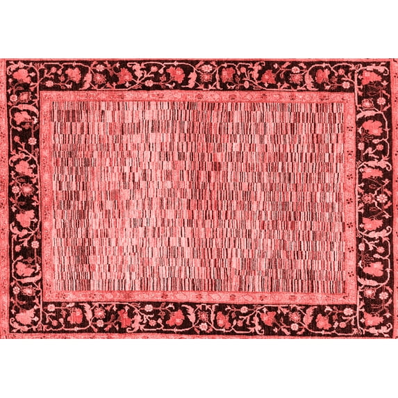 Ahgly Company Machine Washable Indoor Rectangle Oriental Red Modern Area Rugs, 4' x 6'