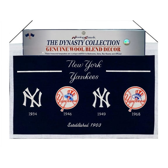 New York Baseball Yankees - Established 1903 - Classic Logos through the years Wool Heritage Dynasty Banner 22 x 14