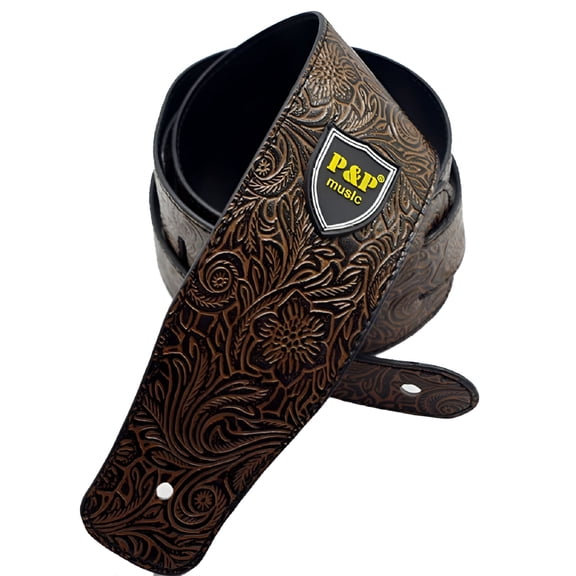 SEPTRIO Leather Guitar Strap - Fits Acoustic, Electric, and Guitars, Adjustable to Any Player