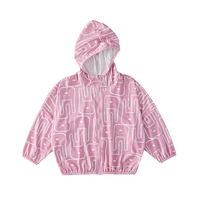 Kids Sun Protection Zip Hoodie Lightweight Long Sleeve Rash Guard with Hood Swim Cover Up Pink 7 Years-8 Years