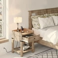 DEXTRUS Nightstand with Charging Station, Farmhouse End Side Table
